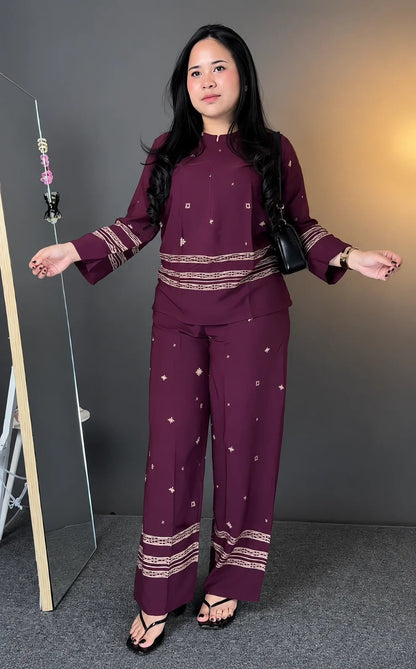 Aurevia Burgundy Elegance Co-ord Set